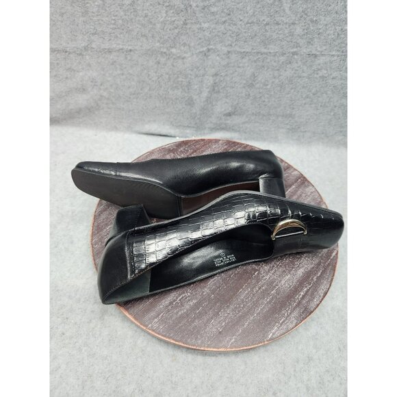 Etienne Aegner Manzoni Womens Black Croc-Embossed Leather Heels Size 8 - Picture 14 of 16
